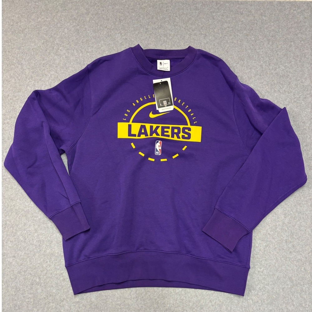 Nike NBA Los Angeles Lakers Mens Purple Fleece Crewneck Sweatshirt HM7229-504 L